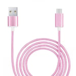 Câble Type C Pour Sharp Simple Smartphone 5 Câble Usb Tressé Nylon 1,3 Mètre Câble Charge/Synchro Rapide-Transfert De Données Type C - Rose