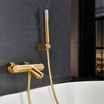 Mitigeur de Baignoire et Douche Thermostatique anti-calcaire Or Brossé IMEX GENOVA BTG053-4OC