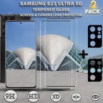 2-Pack Samsung S21 Ultra (5G) Skärmskydd & 2-Pack linsskydd - Härdat Glas 9H - Super kvalitet 3D