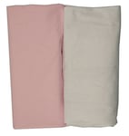 Ti TIN | Lot de 2 Draps Housses pour Lit Enfant/Bébé, 50x80 cm | Drap housse Doux, Respirant, Confortable et Réglable - 100% Coton - Sans Motif - Couleur Unie Blanc et Rose