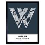 Wuhan China City Map Modern Typography Stylish Letter Framed Word Wall Art Print Poster for Home Décor