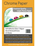 Chroma - A4 Self-Adhesive Sticker Gloss Inkjet Photo Paper 130gsm 500 Sheets