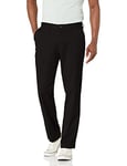 Nautica Men's Classic Fit Flat Front Stretch Solid Chino Deck Pant Business Casual, True Black, 36W x 32L