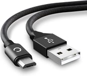 Câble Usb Micro Usb 2A Transfert Données Pour Appareil Canon Eos 90D Eos 250D Eos M50 M5 M6 G7 X Mark Ii G5 X G9 X G1X Mark Iii Sx740 Hs Sx70 Hs Sx620 Hs Cable Charge Et Data 2M Nylon Noir[X1050]