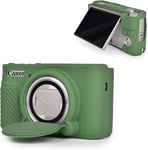 Housse en Silicone pour Canon PowerShot SX740 SX730 HS Caméra,Coque Protection en Caoutchouc Souple pour Canon SX740 SX730 HS-avec Couvercle d'objectif Amovible-Vert