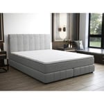 Vente-unique.com Ensemble complet boxspring tête de lit + sommier + matelas + surmatelas - 160 x 200 cm - Velours - Gris clair - HIDA de YSMÉE