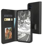 Artificial Leather Phone Cover for Samsung Galaxy A15 Foldable Case Card Black