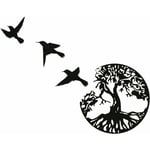 Gabrielle - Art Mural en Métal Arbre De Vie avec Oiseaux Déco Noir - 28CM/11.02in Décoration Murale Arbre De Vie Deco Metal Murale Moderne Signe De ​