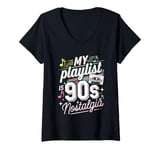 Womens Throwback Playlist 90s Hits 90s Era 90s Pop 90s Rock V-Neck T-Shirt