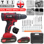 21V Cordless Combi Hammer Impact Drill Driver Electric Screwdriver &2 Battery UK