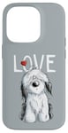 Coque pour iPhone 14 Pro Dessin animé drôle de vieux chien de berger anglais