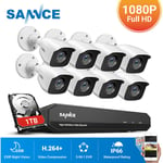 Sannce - kit Vidéo surveillance filaire 8CH tvi dvr enregistreur + 8 caméra hd 1080P Extérieur vision nocture 20m – Avec disque dur 1TB