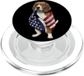 Beagle Dog Patriot Wrap dans le drapeau des USA American Spirit PopSockets PopGrip pour MagSafe