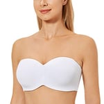 DELIMIRA Soutien Gorge sans Bretelles Invisible Grande Taille Femme Soutien-Gorge avec Armature Minimiseur Blanc 105C