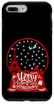 Coque pour iPhone 7 Plus/8 Plus Joyeux Noël Paris horizon dans la boule à neige scintille