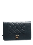 Pre-loved CHANEL 2016 Mademoiselle Wallet On Chain Cross Body Bag, Dark Blue