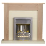 Adam Southwold Helios Electric Fire Suite - Oak and Brushed Steel