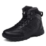 SHOULIEER Hiver Hommes Bottes Fourrure Bottes de Neige Chaudes Bottes Chaussures de Travail Bottines imperméables Baskets d'extérieur Bottes de randonnée Black 7