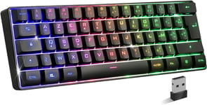 Elite K50, Clavier Gamer TKL sans Fil & Bluethooth Rechargeable, Layout Compact 60%, Touches Silencieuses Azerty, Gaming Keybord RGB, Autonomie 300h, Anti-Ghosting, PC/Mac, Noir