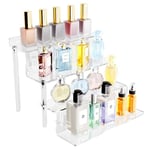 Viymgit Acrylic Riser Display Shelf, Clear 4 Tier Perfume Organizer, Tiered Display Stand for Collectibles Amiibo Funko POP Figures Toys Cupcake Dessert Decorations