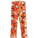 Cartoon HelloKitty Flanell Pyjamasbyxor för Kvinnor Halloween Present Halloween Orange XXL