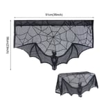 Halloween Bat Table Runner Musta Hämähäkkiverkko Pitsi Pöytäliina Takkaverho Halloween-juhliin Kodinsisustus Kauhutarvikkeita