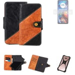Sleeve for Motorola Moto E32 Wallet Case Cover Bumper black Brown 
