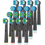 Qitizu Toothbrush Head Compatible with Braun Oral B Electric Toothbrush, Replacement Toothbrush Heads Fit for Oral b Vitality Pro Smart Genius Teen Series Electric Toothbrush 16Pcs (Black)