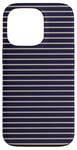 Coque pour iPhone 13 Pro Bleu marine Tan rayé girly esthétique Preppy Stripe