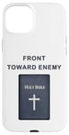 iPhone 15 Plus Front Toward Enemy – Christian Faith Military Cross & Bible Case