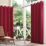 Eclipse Bradford Rideau d'extérieur occultant imperméable à Isolation Thermique avec œillets pour terrasse ou Porche (1 Panneau), 132,1 x 274,3 cm, Rouge