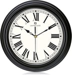 Retro Black Grey Kitchen Wall Clock Silent Non Ticking Quartz Decorative Roman