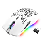 Wireless Lightweight Gaming Mouse,11 Chroma RGB Backlit of 2.4G Wireless Rechargeable Honeycomb Shell Ultralight Mouse with 3200 DPI, 7 Button USB Gaming Mice, for PC Gamers, Xbox and PS4 Users