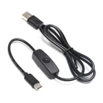 Usb A Till C Kabel Med On-off Knapp För Raspberry Pi 4 M.m.