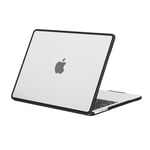 BlueSwan Coque Compatible avec MacBook Air 15 Pouces 2024 M3 / 2023 M2, A3114 / A2941 avec 15,3" Retina, Bord en TPU, Étui Rigide Protection, Housse Anti-Rayures - (Bord Noir) Transparent Mat