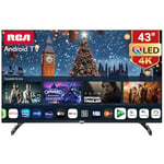 RCA QLED Smart TV 43 Pouces (108 cm) UHD 4K HDR Télévision Android avec WiFi Bluetooth HDMI Triple Tuner Youtube Netflix Prime Video VEVO Disney+ Fonctionne