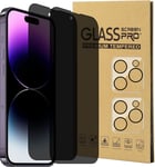 2+2 Pièces De Protection D'écran De Confidentialité Pour Iphone E 15 Pro Avec Protection D'appareil Photo, Verre De Dureté 9h, Verre De Protection Anti-Regard, Couverture Complète, Sans Bulles, Anti-Rayures, Incassable