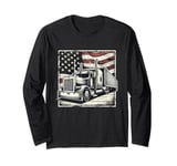 Semi-Trailer Trucker Big Rig American Flag Truck Driver Long Sleeve T-Shirt