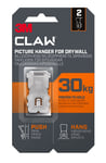 3M Claw 30KG Plasterboard Picture Hanging Wall Hooks - Pack Of 2 For Heavy Items