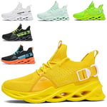 Homme Baskets Femme Chaussures de Sport Running Baskets Respirant Légères et Confortables Basquette Femme Outdoor Gym Fitness Tricot Casual Marche Sport Jogging Sneakers HommesG133 Yellow 37