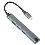 QIANRENON USB C Hub Type C mâle vers 3 USB 3.0 Femelle Audio et vidéo Extender，avec Un Casque Audio TRRS 1/8 (3,5 mm) + Une Prise Microphone, pour Phone Tablette Ordinateurs Portable