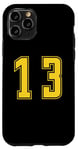 Coque pour iPhone 11 Pro Jaune Numéro 13 Équipe Junior Sports Uniforme Numéroté