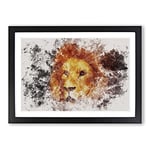 Big Box Art Lion Vol.4 Watercolour Framed Wall Art Picture Print Ready to Hang, Black A2 (62 x 45 cm)