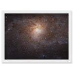 Hubble Space Telescope Image Triangulum Spiral Galaxy M33 Crop Blue Orange Star Birthing Region Art Print Framed Poster Wall Decor