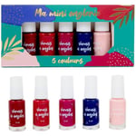 Coffret Vernis a Ongle - 5 Vernis Rouge, Rose, Bleu - Pour Femme, Adolescente, Fille - Kit Manucure Classique - Cadeau Anniversaire Coffret Vernis Mini Onglerie - French Tendance