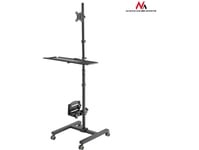 Maclean Professional Stand Trolley, Mobile Computer Workstation On Wheels, Max 17"-32", Max 20Kg, Mc-793 W