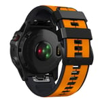 Garmin Fenix 7X / Fenix 6X - Silikone rem 26mm - Orange/Sort