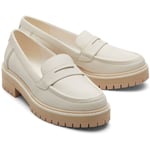 Toms Cara Leather WoMens Light Sand Loafers - White material_leather1 - Size UK 4