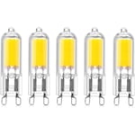 5-pack 2W G9-kapselbas COB LED-lampor 220V 200 Lumen 10W-20W Halogenlampa motsvarande till Kronljus Bordslampa Vägglampa Varmvit 3000K