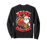 Festive Xmas Santa on Marry Christmas Wild Turkey Sweatshirt